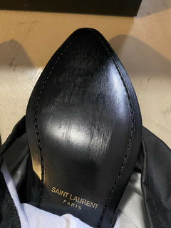 NIB 845 $ Saint Laurent Herren-Lederschuhe Schwarz 10 US / 43 Eu Italien