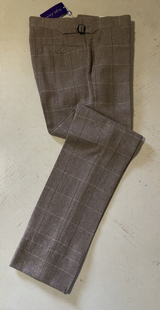 Neu mit Etikett: 1295 $ Ralph Lauren Purple Label Herren-Kaschmirhose Taupe 32 US/48 Eu Italien