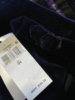 Neu mit Etikett: 595 $ Ralph Lauren Purple Label Herren-Cordsamthose, Marineblau, 34 US/50 Eu