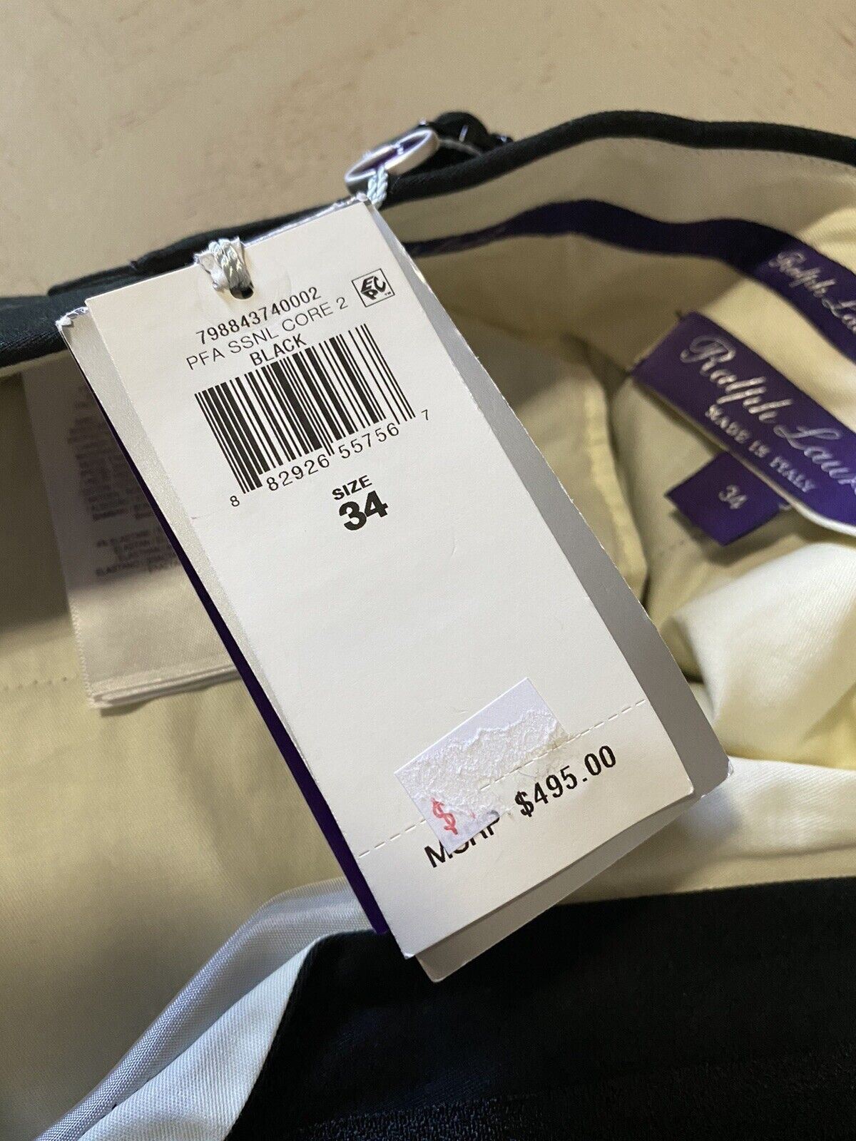 NWT $495 Ralph Lauren Purple Label Men Cotton Dress Pants Navy 34 US/50 Eu Italy