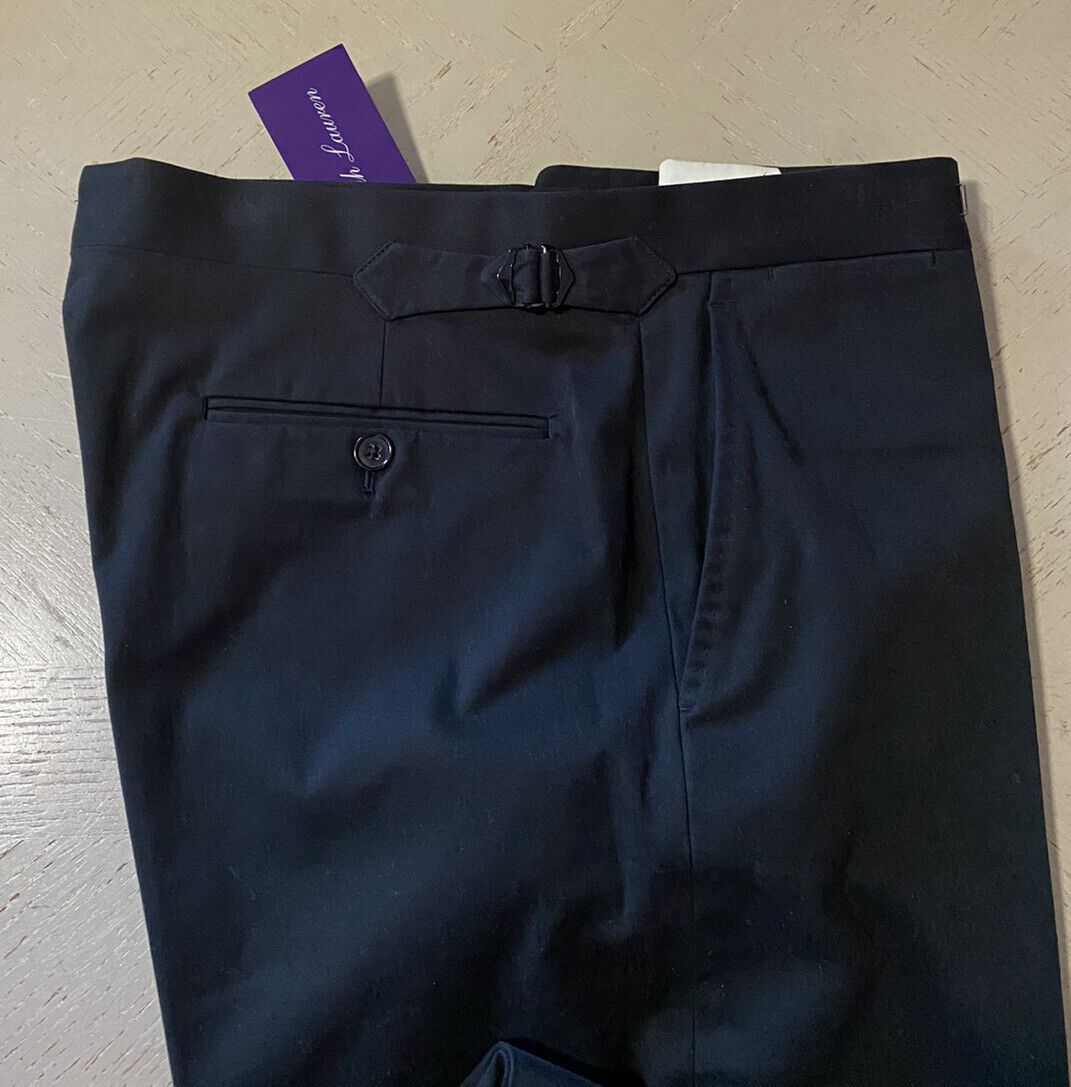 NWT $495 Ralph Lauren Purple Label Men Cotton Dress Pants Navy 34 US/50 Eu Italy