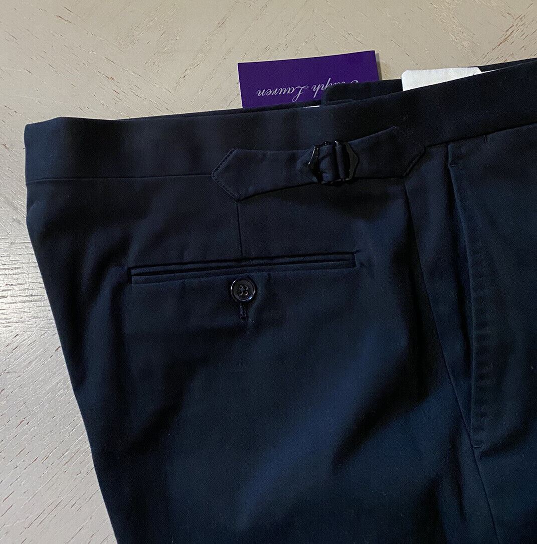 NWT $495 Ralph Lauren Purple Label Men Cotton Dress Pants Navy 34 US/50 Eu Italy