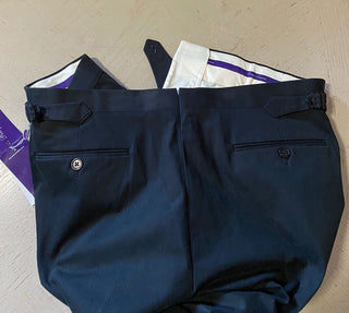 Neu mit Etikett: 495 $ Ralph Lauren Purple Label Herren-Anzughose aus Baumwolle, Marineblau, 34 US/50 Eu, Italien