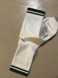 NWT Gucci  Cotton Socks With Gucci Monogram White/Green Size M Italy