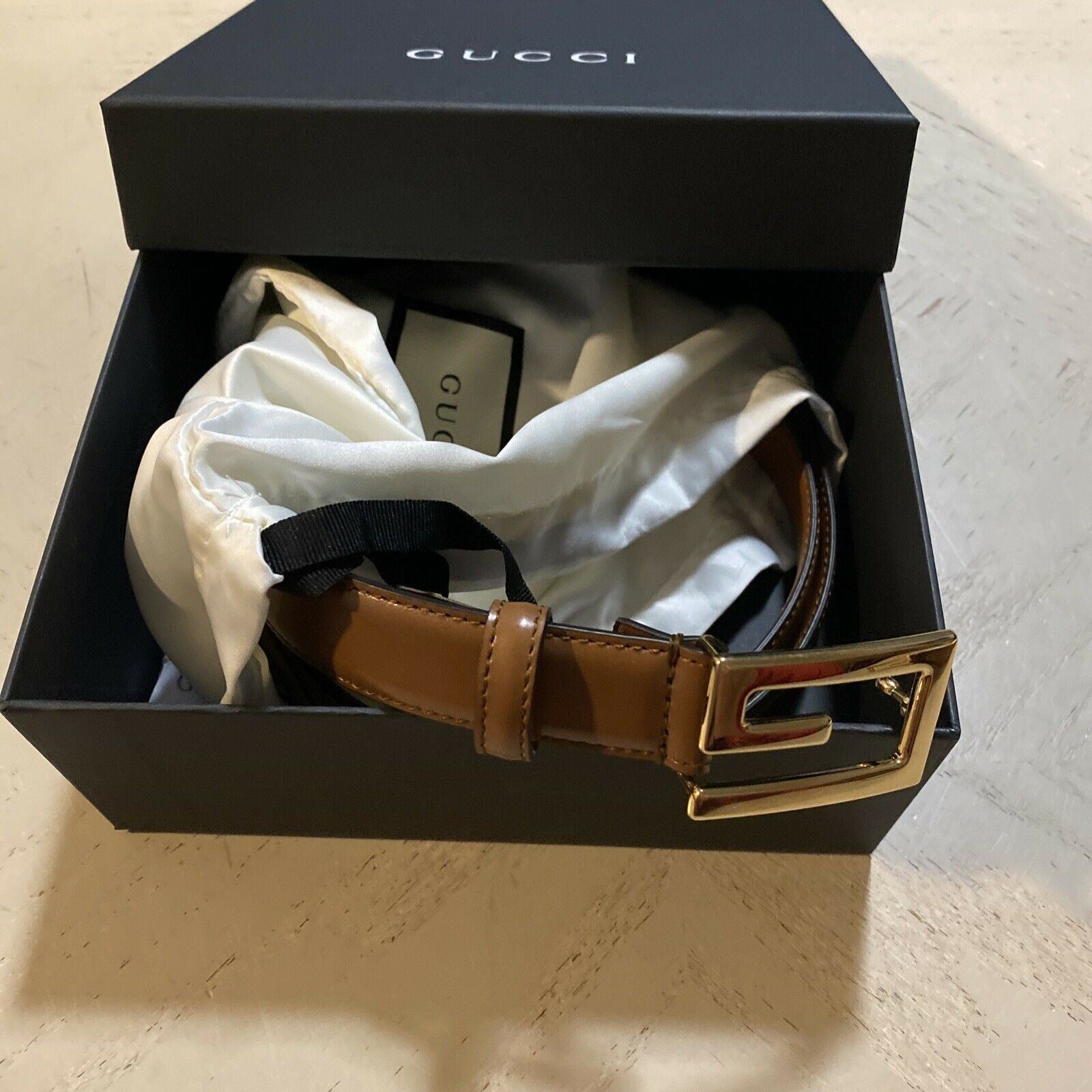 Neuer 890 $ Gucci Herren-Gürtel aus echtem Leder GG Braun 110/44 Italien