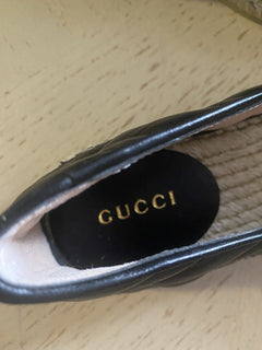 NIB Gucci Damen Leder GG Espadrille Schuhe Schwarz 7 US/37 Eu