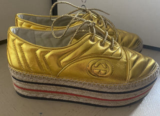 NIB $ 1500 Gucci Damen Leder GG Espadrille-Schuhe Gold 6 US/37 Eu