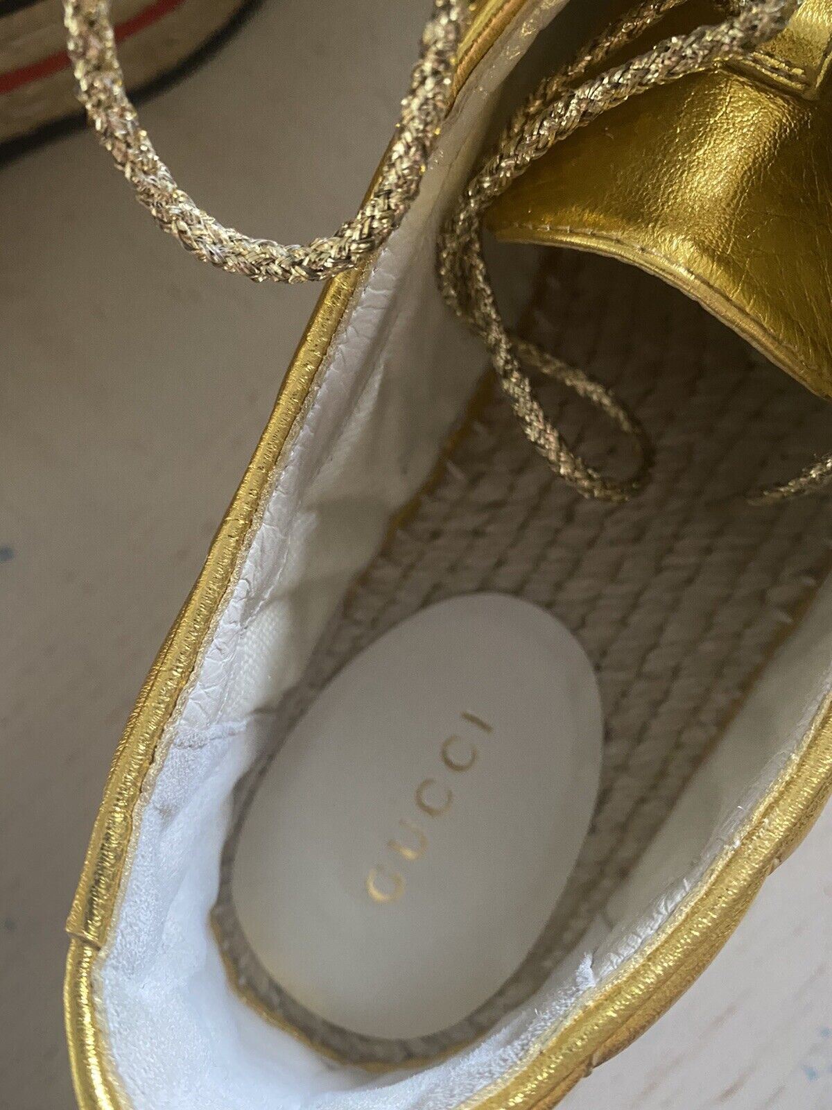 NIB $ 1500 Gucci Damen Leder GG Espadrille-Schuhe Gold 6 US/37 Eu