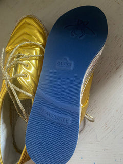 NIB $ 1500 Gucci Damen Leder GG Espadrille-Schuhe Gold 6 US/37 Eu