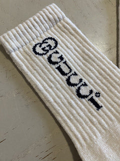 NWT Gucci Men’s Cotton Socks With GG Monogram White/Milk Size M Italy