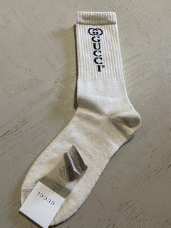 NWT Gucci Men’s Cotton Socks With GG Monogram White/Milk Size M Italy