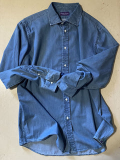 Neu mit Etikett: 450 $ Ralph Lauren Purple Label Herren Jeans Jeanshemd Blau XL Italien