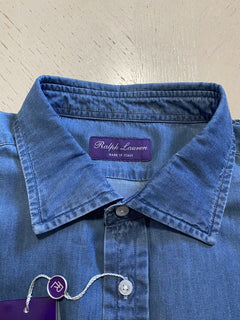 Neu mit Etikett: 450 $ Ralph Lauren Purple Label Herren Jeans Jeanshemd Blau XL Italien