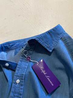 Neu mit Etikett: 450 $ Ralph Lauren Purple Label Herren Jeans Jeanshemd Blau XL Italien
