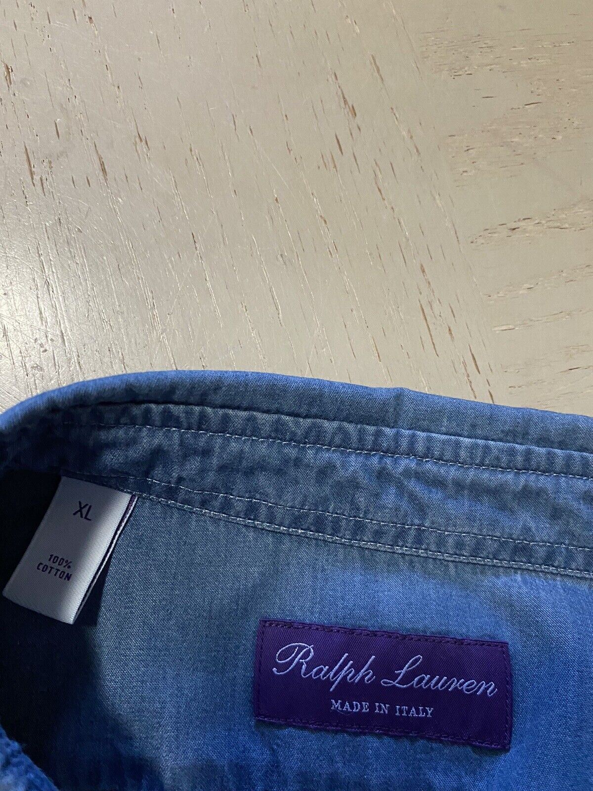 NWT $450 Ralph Lauren Purple Label Men Jeans Denim Shirt Blue XL Italy