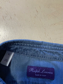 Neu mit Etikett: 450 $ Ralph Lauren Purple Label Herren Jeans Jeanshemd Blau XL Italien
