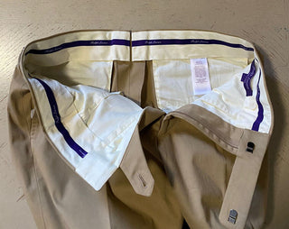 Neu mit Etikett: 495 $ Ralph Lauren Purple Label Herren-Anzughose aus Baumwolle, Hellbraun, 32 US/48 EU, Italien