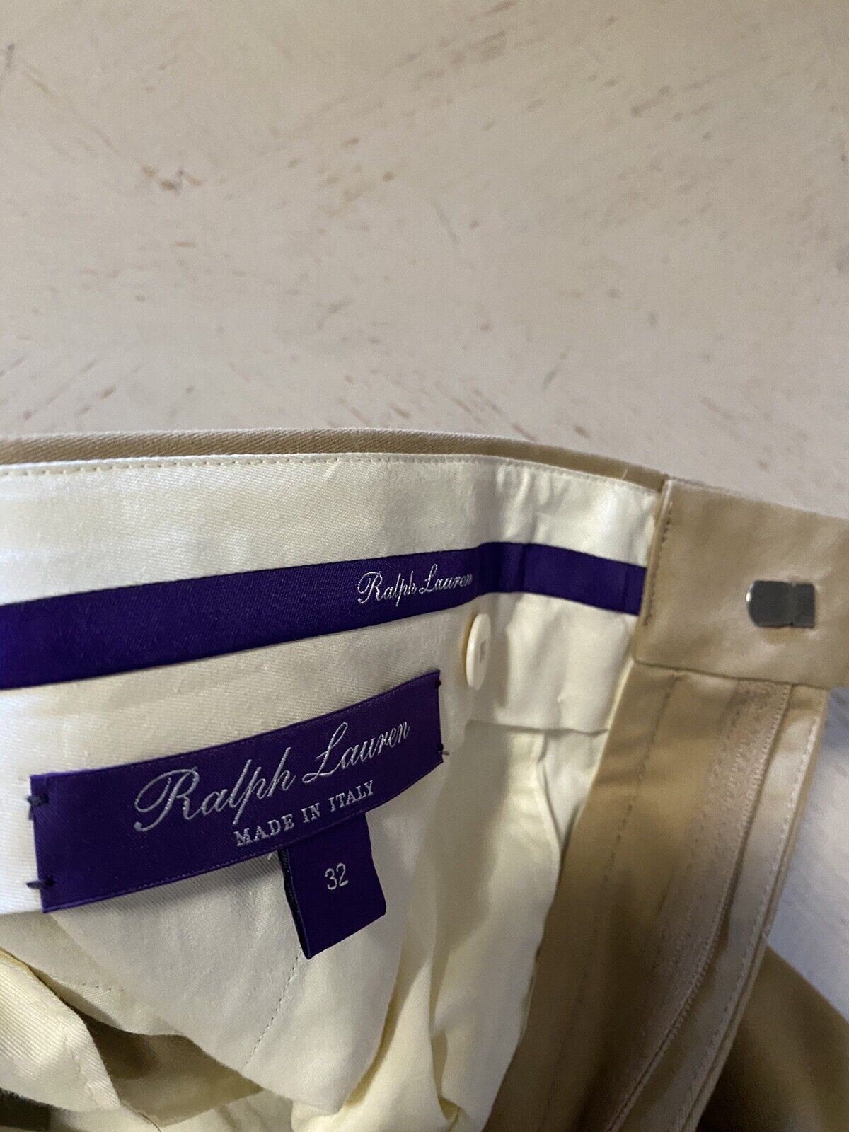 Neu mit Etikett: 495 $ Ralph Lauren Purple Label Herren-Anzughose aus Baumwolle, Hellbraun, 32 US/48 EU, Italien