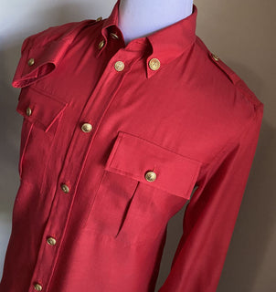 Neues Gucci Herren-Langarmhemd für 1200 $, DK Burgund, Größe L, Italien