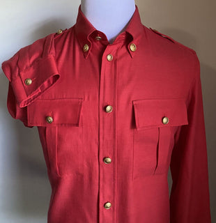 Neues Gucci Herren-Langarmhemd für 1200 $, DK Burgund, Größe L, Italien