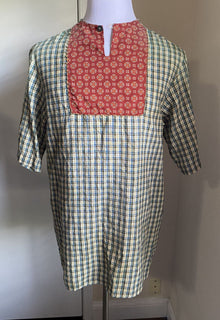Neues Gucci Country Check-Hemd im Wert von 1100 $ in Blau/Rot/Grün, Größe L, Italien