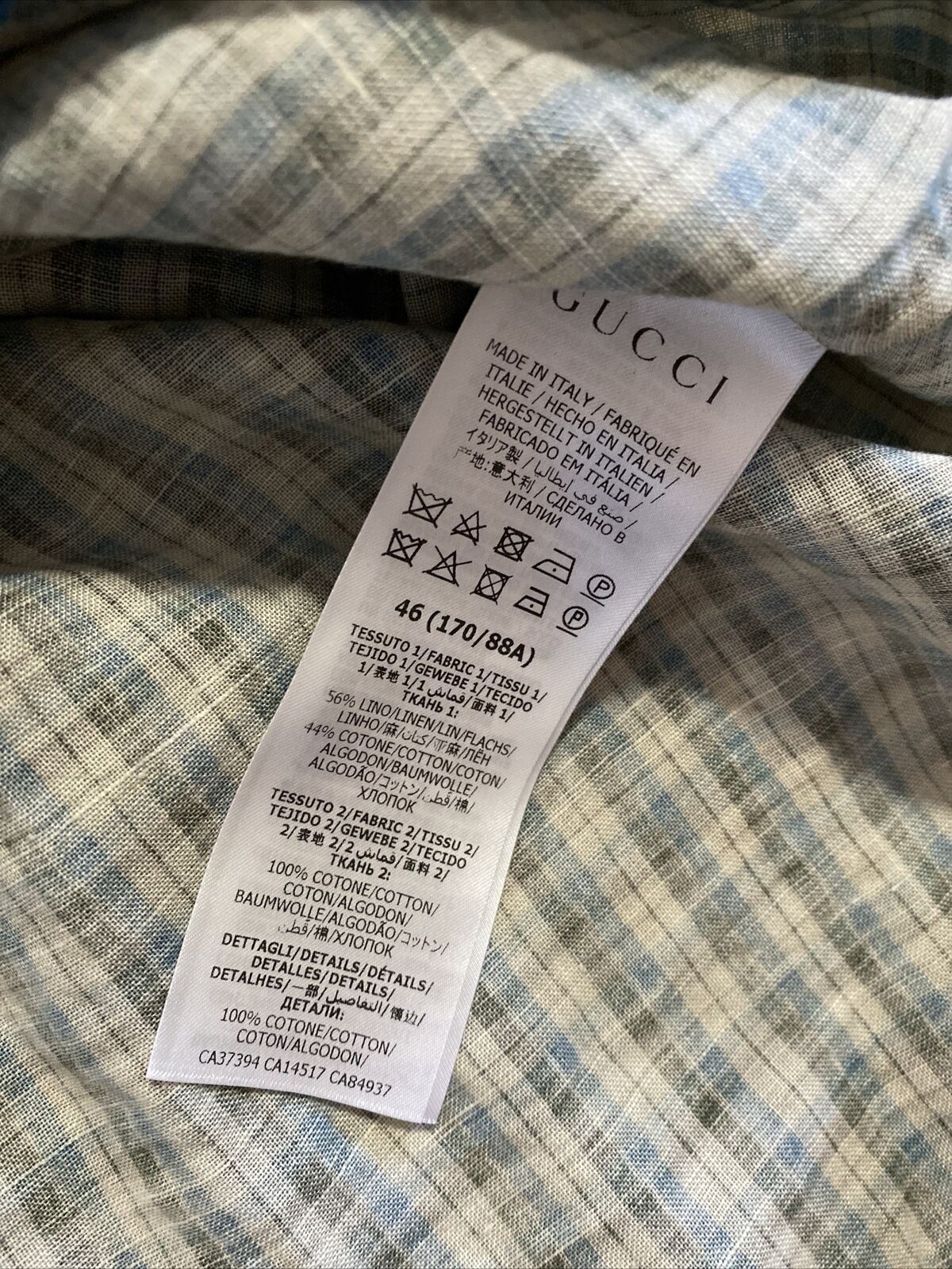 Новая рубашка в клетку Gucci Country Check за 1100 долларов, синяя/красная/зеленая, размер L, Италия