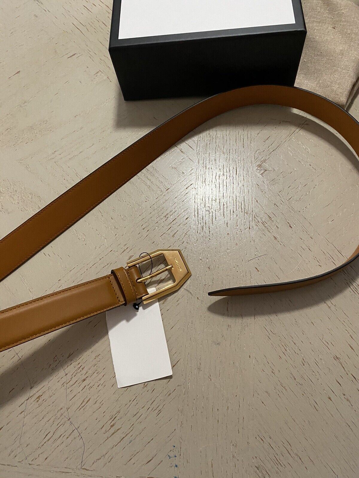 New Gucci Mens Leather Belt Gucci Monogram Brown 100/40 Italy