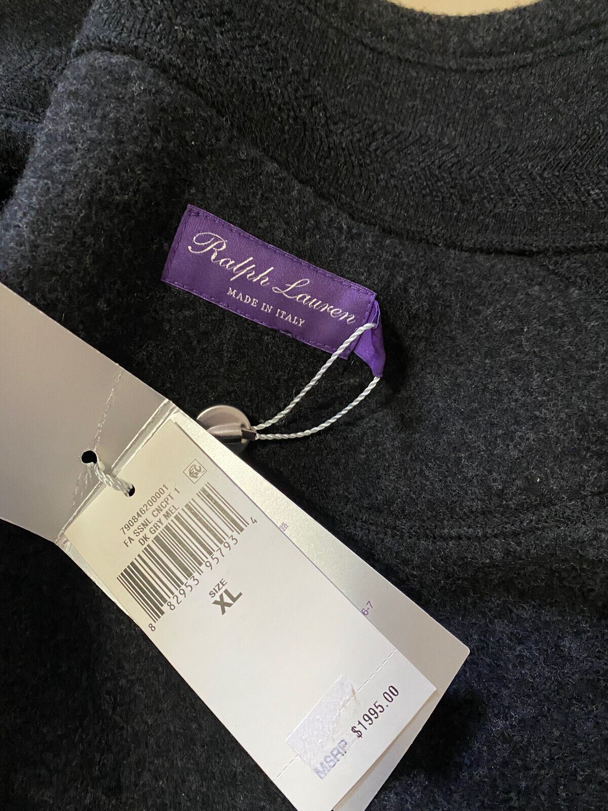 Neu $1995 Ralph Lauren Purple Label Herren Pullover Jacke Hemd DK Grau XL Italien