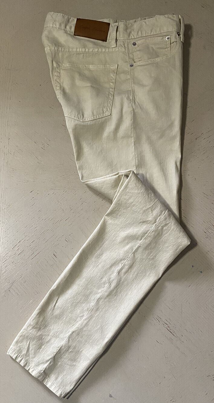 NWT $495 Ralph Lauren Purple Label Men Linen/Cotton Jeans Pants Slim Ivory 32 US