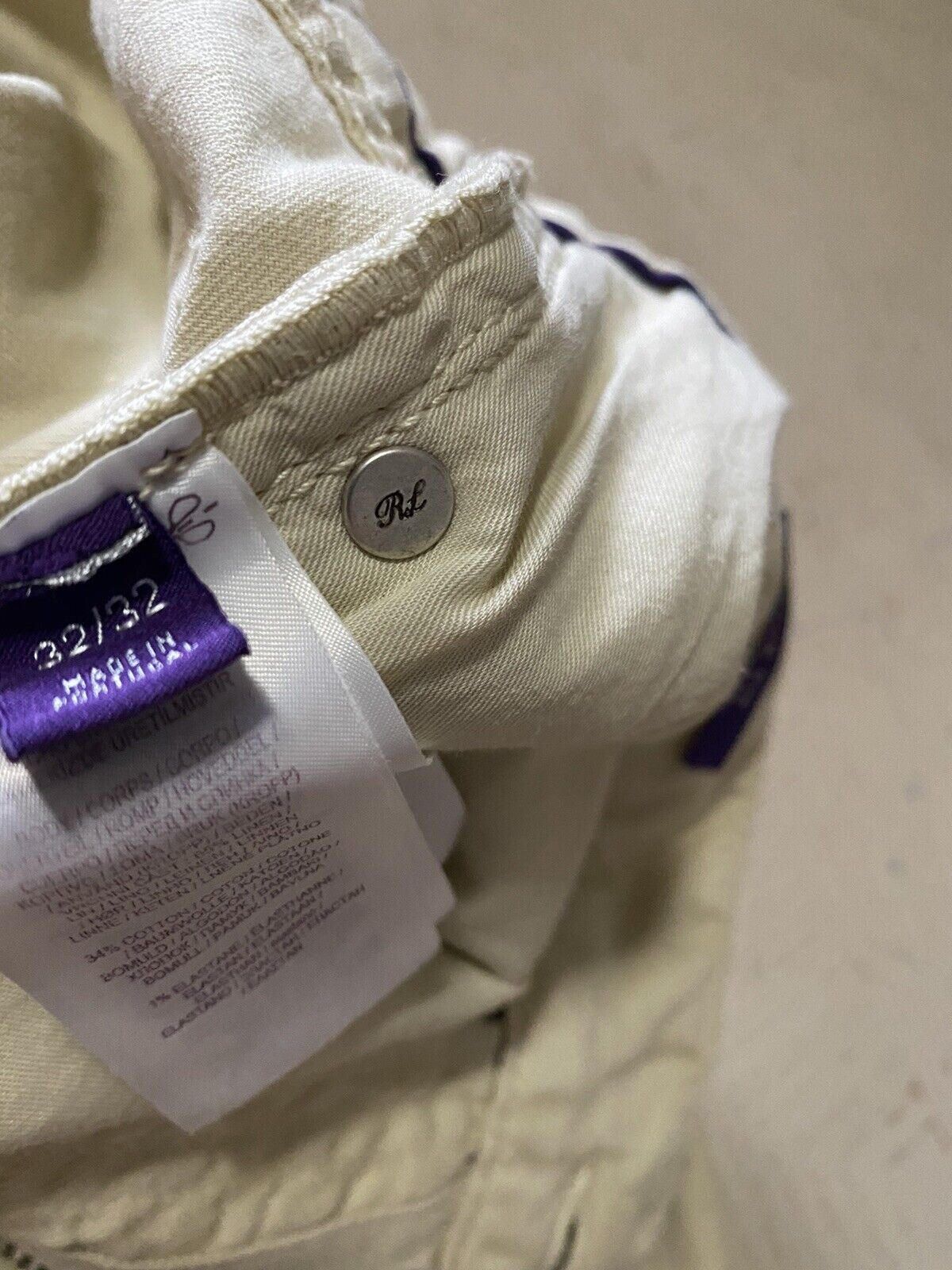 NWT $495 Ralph Lauren Purple Label Men Linen/Cotton Jeans Pants Slim Ivory 32 US