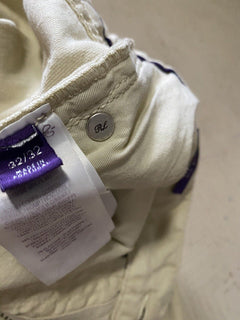 Neu mit Etikett: 495 $ Ralph Lauren Purple Label Herren-Jeanshose aus Leinen/Baumwolle Slim Ivory 32 US