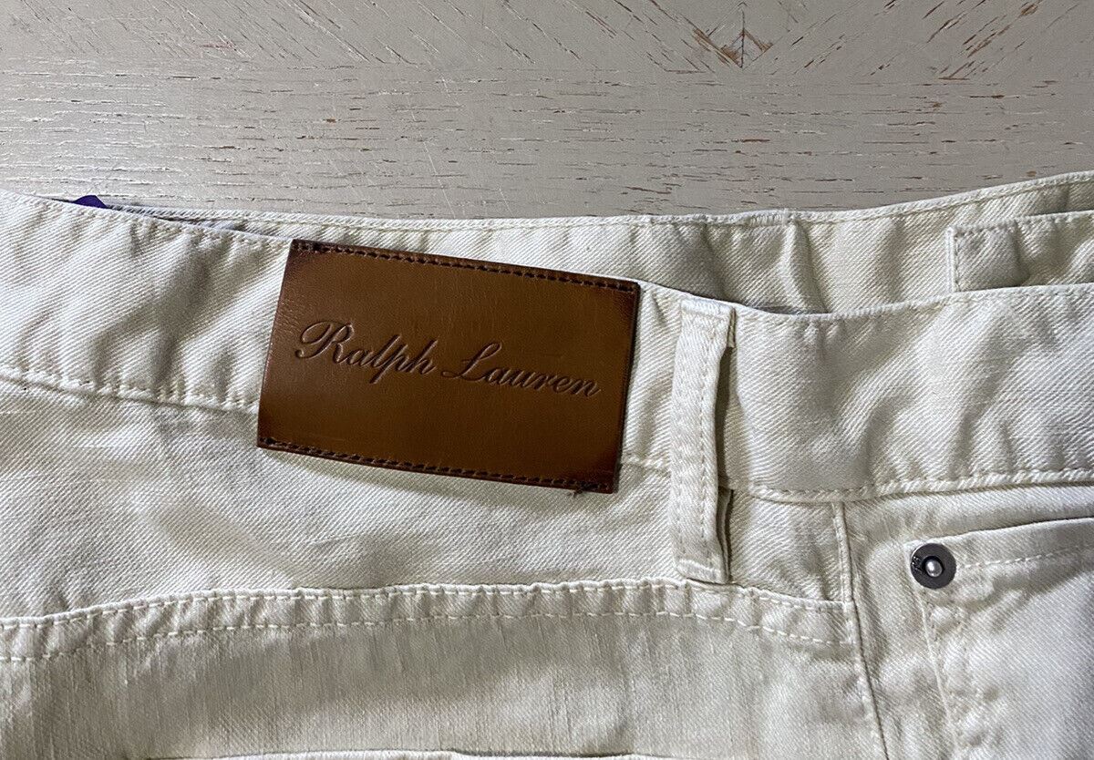 NWT $495 Ralph Lauren Purple Label Men Linen/Cotton Jeans Pants Slim Ivory 32 US