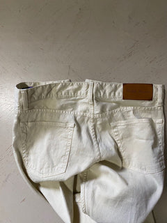 Neu mit Etikett: 495 $ Ralph Lauren Purple Label Herren-Jeanshose aus Leinen/Baumwolle Slim Ivory 32 US