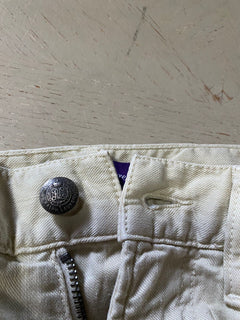 Neu mit Etikett: 495 $ Ralph Lauren Purple Label Herren-Jeanshose aus Leinen/Baumwolle Slim Ivory 32 US