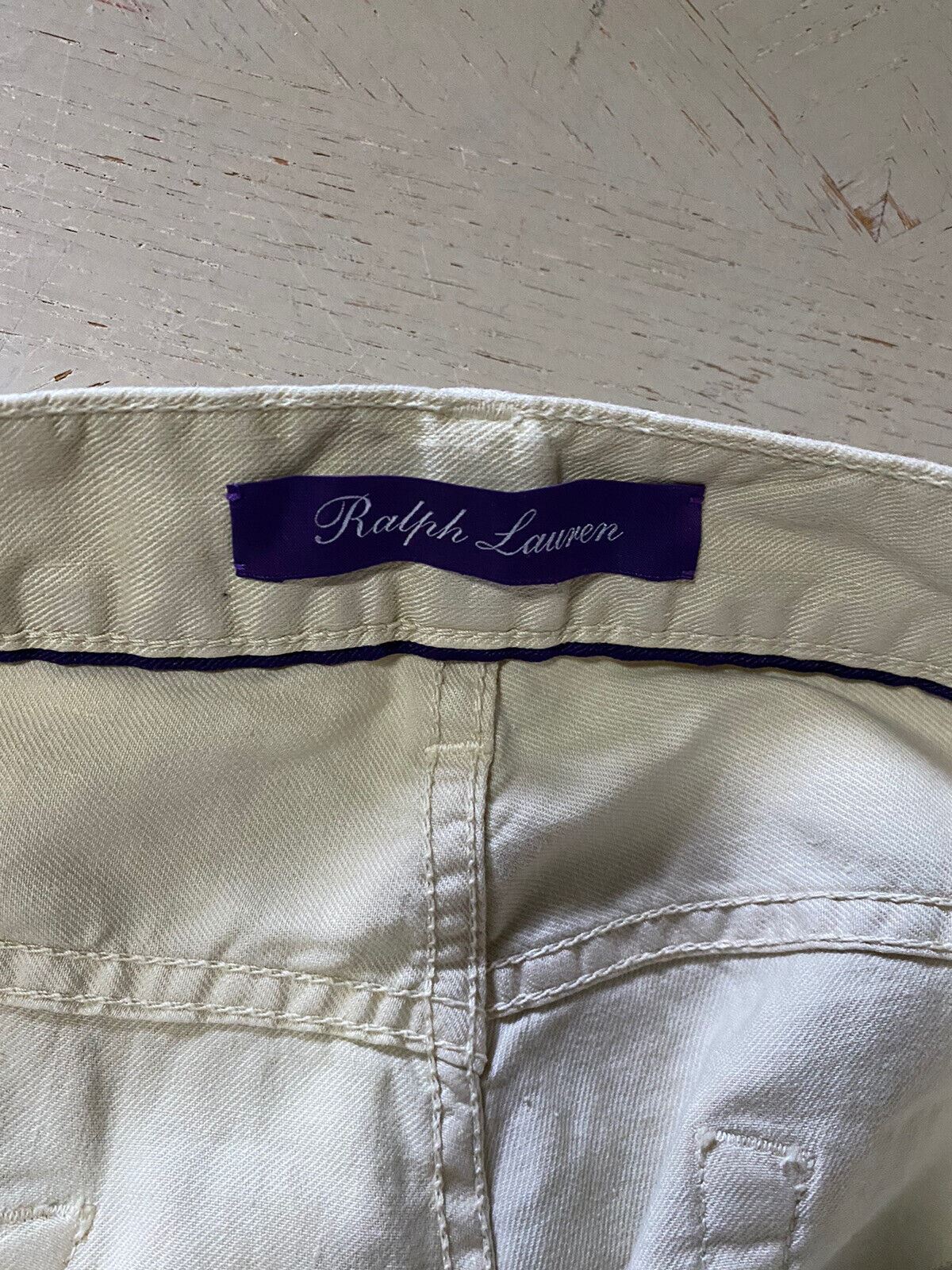 NWT $495 Ralph Lauren Purple Label Men Linen/Cotton Jeans Pants Slim Ivory 32 US