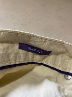 Neu mit Etikett: 495 $ Ralph Lauren Purple Label Herren-Jeanshose aus Leinen/Baumwolle Slim Ivory 32 US
