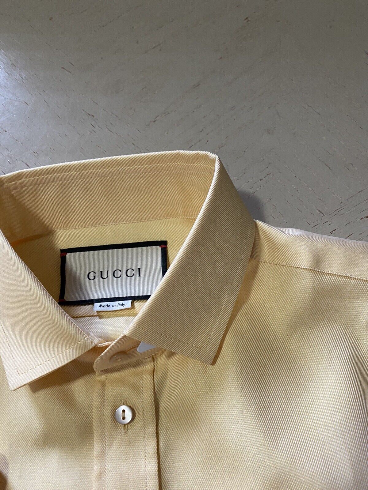 Новая мужская классическая рубашка Gucci с длинным рукавом Цвет Лютик/Желтый Размер M Италия