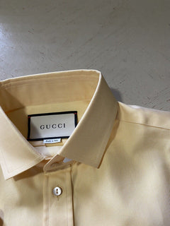 Neues Gucci Herren-Langarmhemd, Farbe Buttercup/Gelb, Größe M, Italien