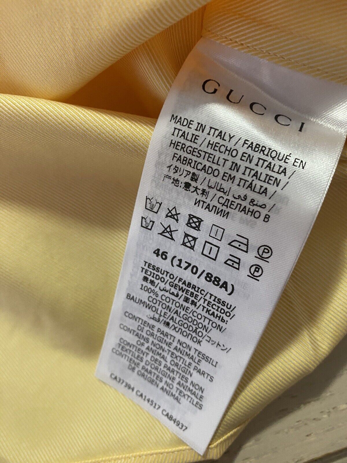 New Gucci Men’s Long Sleeve Dress Shirt Color Buttercup/Yellow Size M Italy
