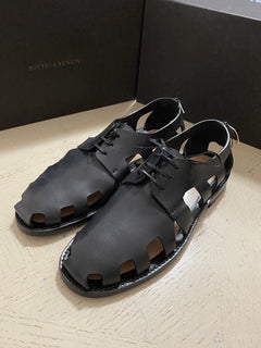 NIB 890 $ Bottega Veneta Herren Leder-Sandalenschuhe DK Braun 9 US/42 Eu