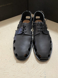 NIB 890 $ Bottega Veneta Herren Leder-Sandalenschuhe DK Braun 9 US/42 Eu
