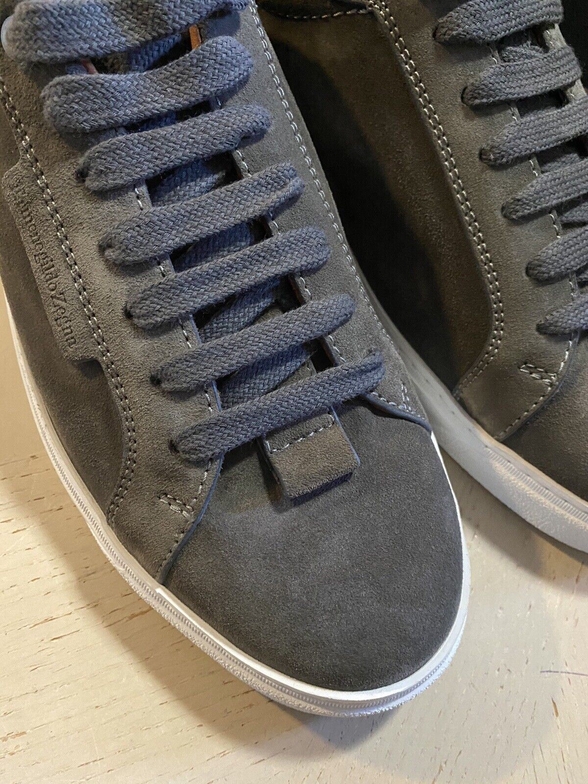 New $495 Ermenegildo Zegna Suede Sneakers Shoes DK Gray 12 US Italy