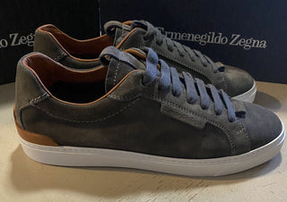 Neue 495 $ Ermenegildo Zegna Wildleder-Sneakers Schuhe DK Grau 10,5 US Italien