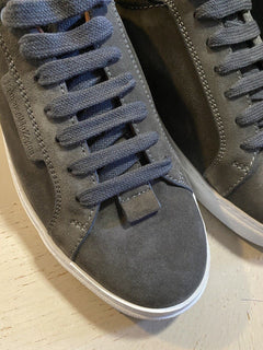 Neue 495 $ Ermenegildo Zegna Wildleder-Sneakers Schuhe DK Grau 10,5 US Italien