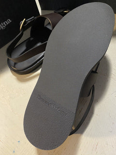 Neue 595 $ Ermenegildo Zegna Leder-Sneakers Schuhe DK Braun 8 US
