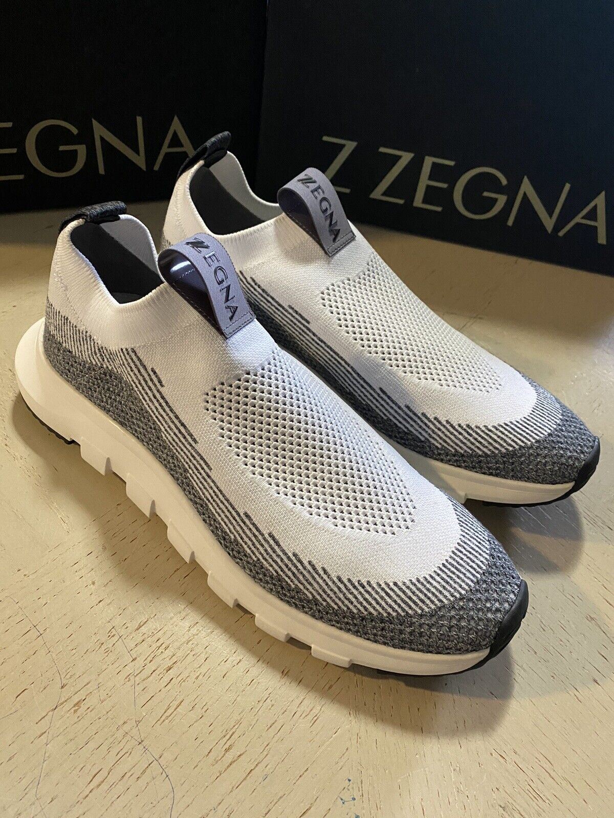 Новые мужские кроссовки Z Zegna, 495 долларов США, кроссовки для бега, белые/серые, 12,5 США/45,5 ЕС