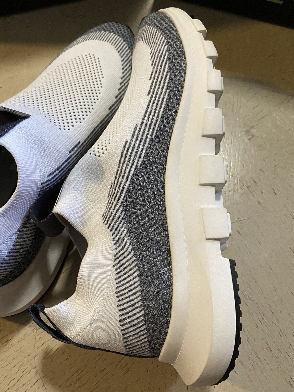 New $495 Z Zegna Men Sock Runners  Sneakers Shoes White/Gray 12.5 US/45.5 Eu