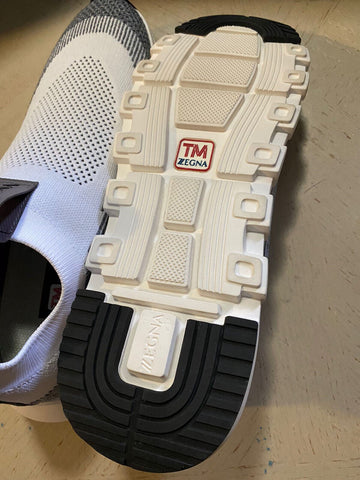 Neu $495 Z Zegna Herren Sock Runners Sneakers Schuhe Weiß/Grau 12,5 US/45,5 Eu