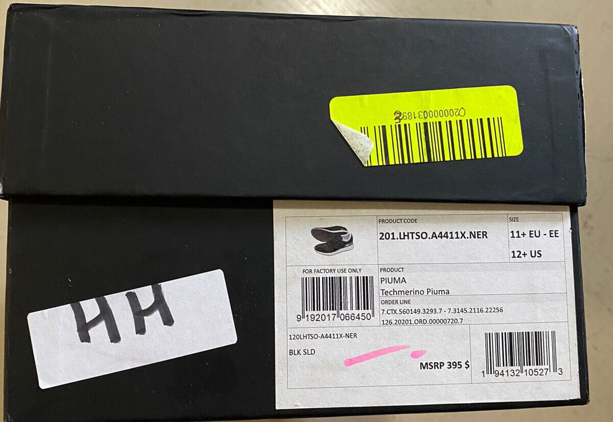 Новые замшевые/текстильные кроссовки Z Zegna за 395 долларов США, черные 12,5 США, Италия