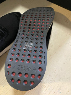 Neu $395 Z Zegna Wildleder/Textil Sneakers Schuhe Schwarz 12,5 US Italien